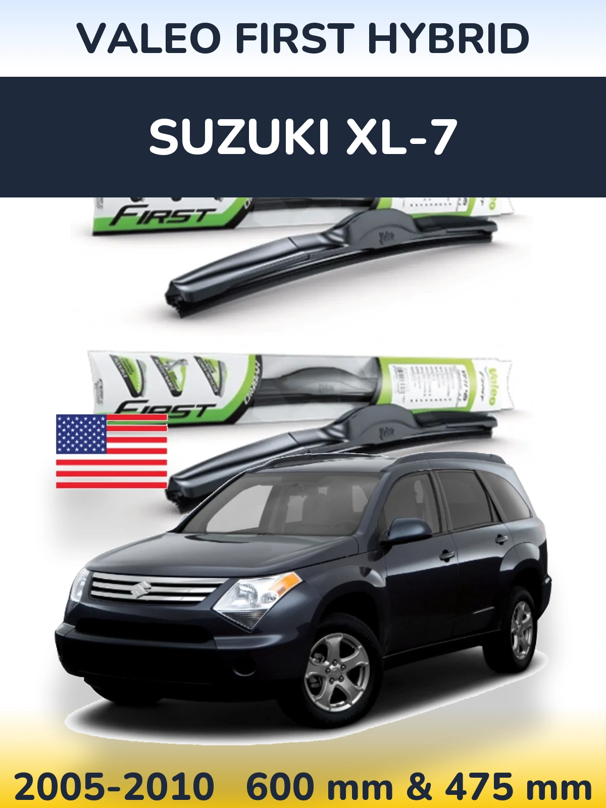 Комплект передних дворников Valeo First Hybrid 600 & 475 мм для Suzuki XL-7 2005-2010