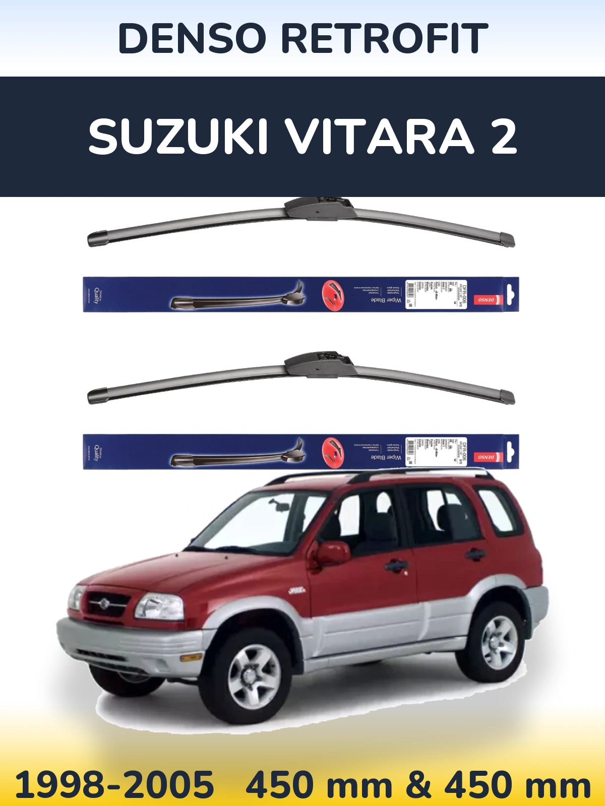 Komplet przednich wycieraczek Denso Retrofit 450 & 450 mm do Suzuki Vitara 2 1998-2005