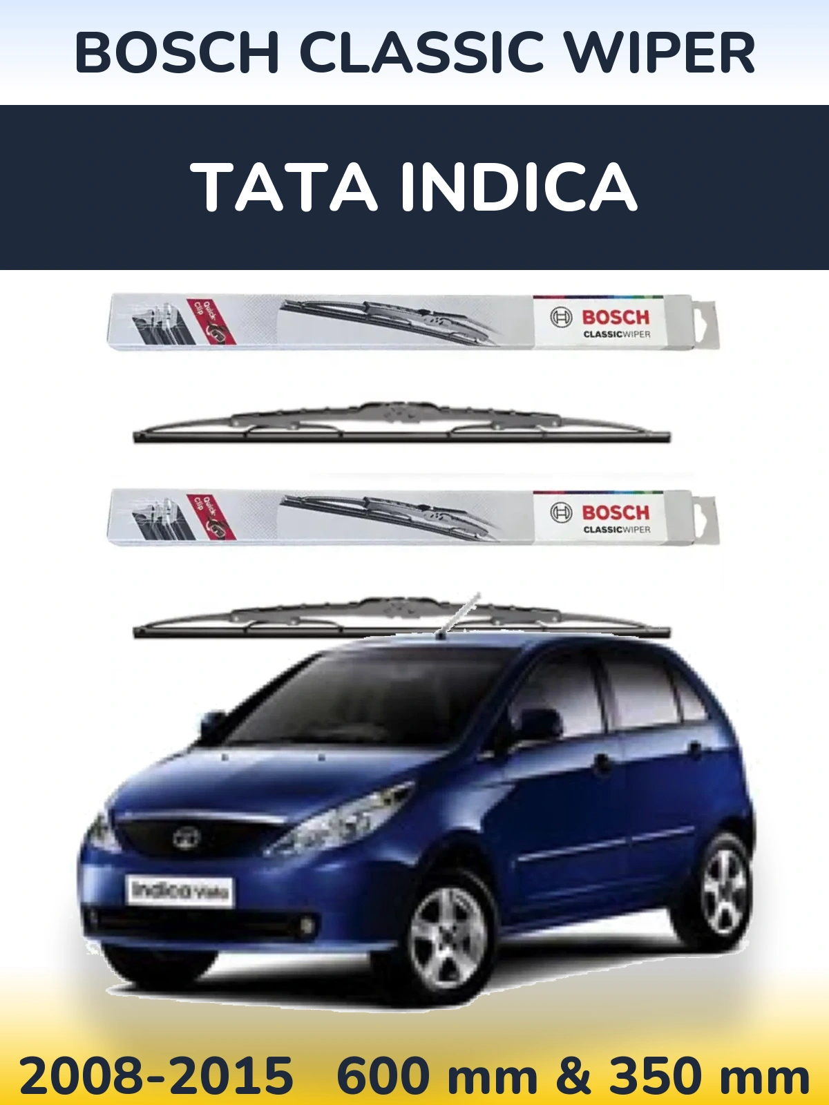 Комплект передних дворников BOSCH Classic Wiper 600 & 340 мм для Tata Indica 2008-2015