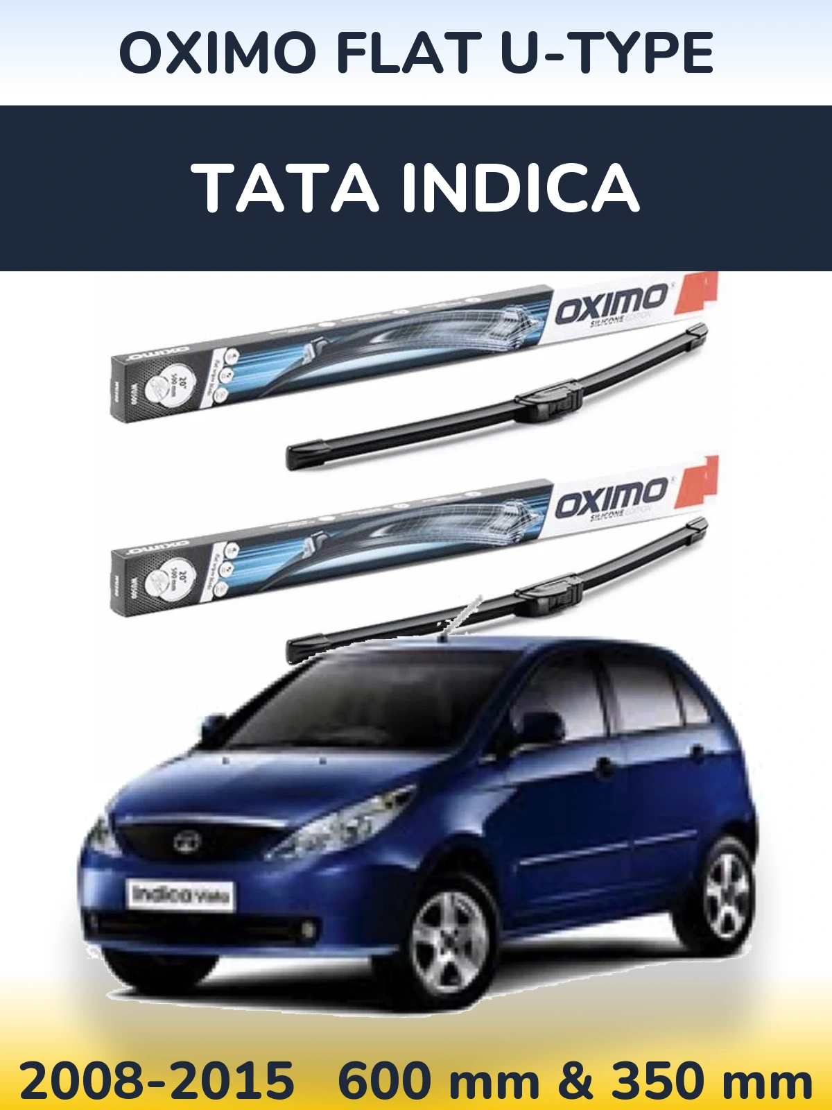 Komplet przednich wycieraczek Oximo Flat U-type 600 & 350 mm do Tata Indica 2008-2015