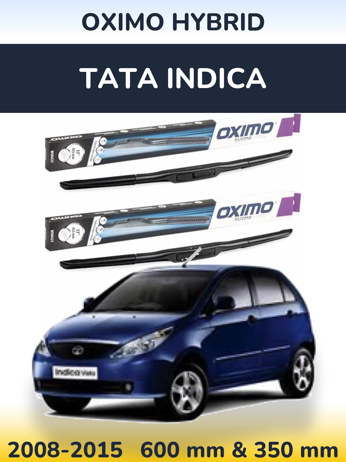 Komplet przednich wycieraczek Oximo Hybrid 600 & 350 mm do Tata Indica 2008-2015