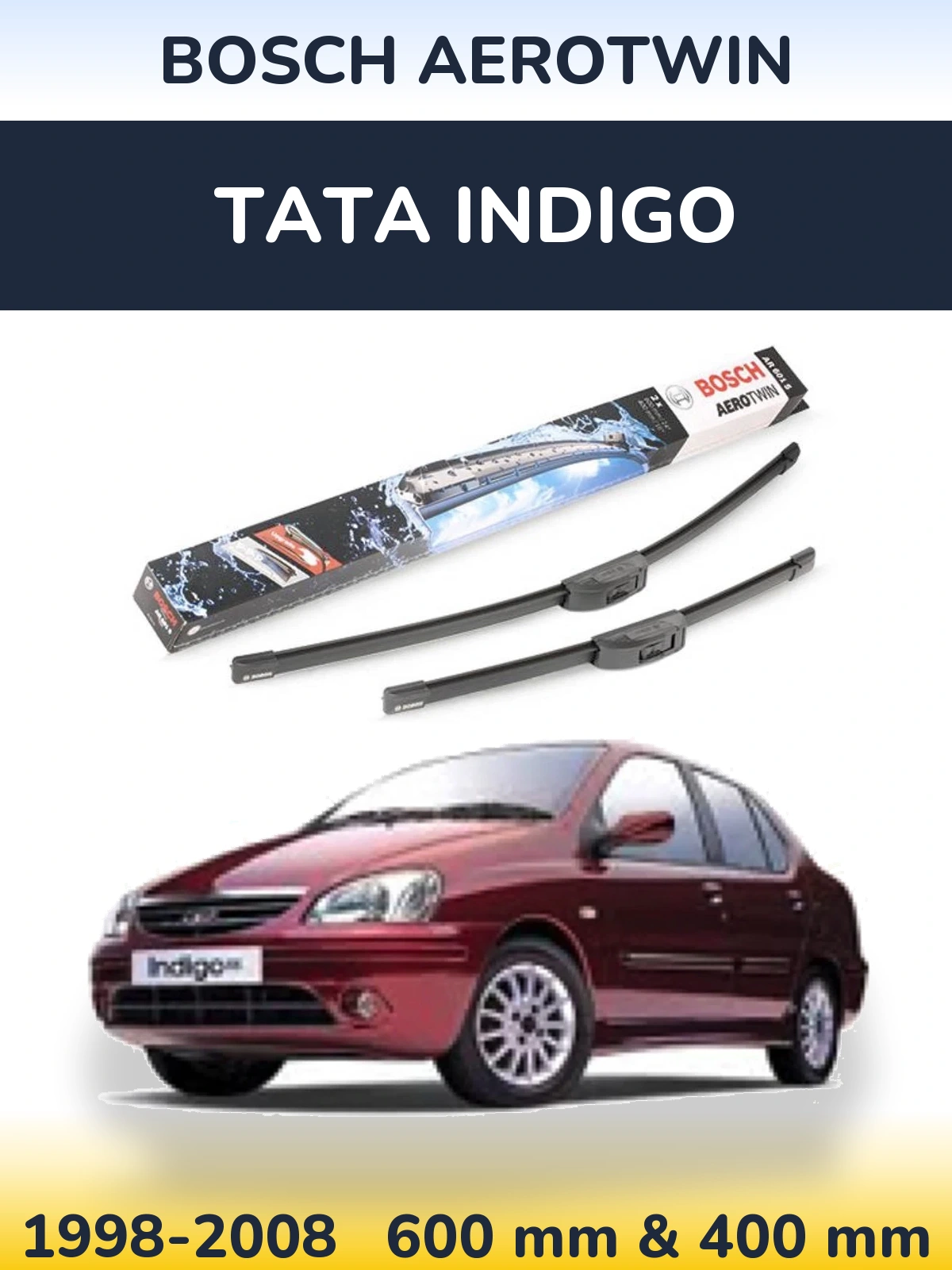 Комплект передних дворников BOSCH AeroTwin 600 & 400 мм для Tata Indigo 1998-2008