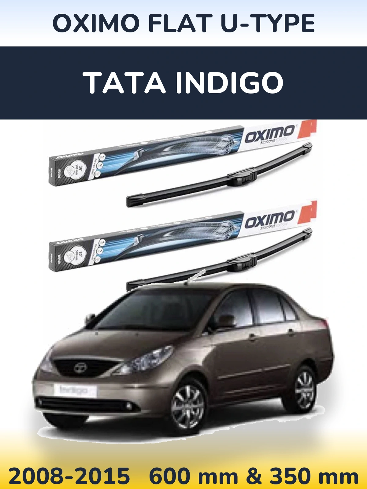 Комплект передних дворников Oximo Flat U-type 600 & 350 мм для Tata Indigo 2008-2015