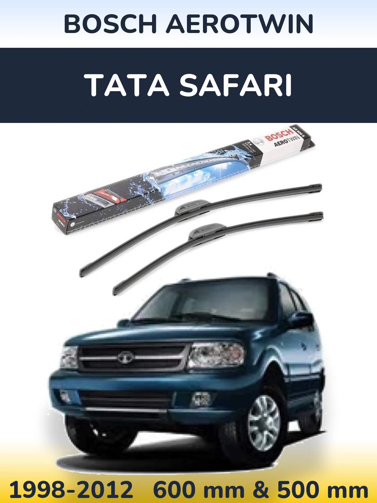Комплект передних дворников BOSCH AeroTwin 600 & 500 мм для Tata Safari 1998-2012