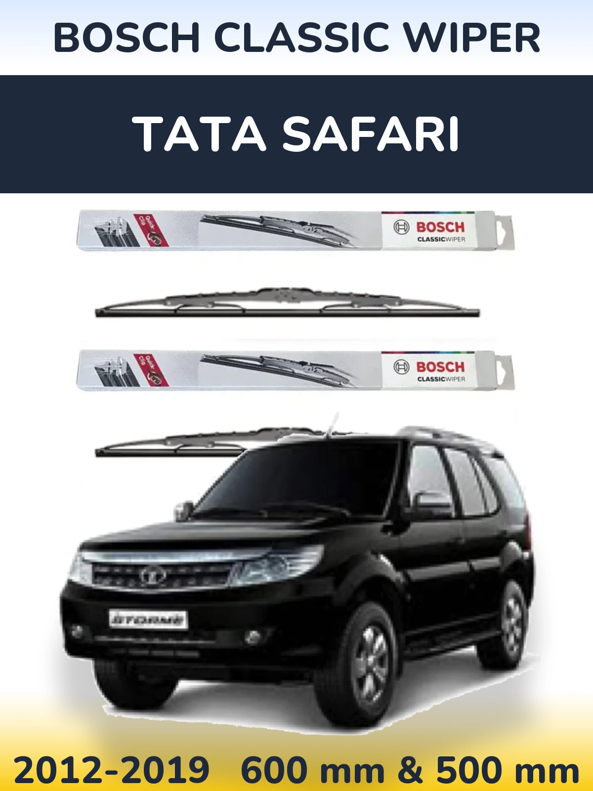 Komplet przednich wycieraczek BOSCH Classic Wiper 600 & 500 mm do Tata Safari 2012-2019