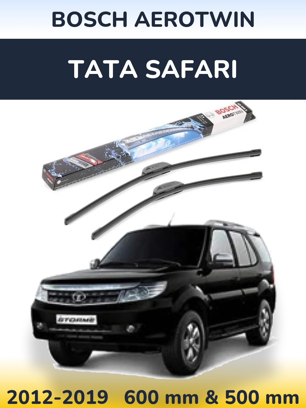 Komplet przednich wycieraczek BOSCH AeroTwin 600 & 500 mm do Tata Safari 2012-2019