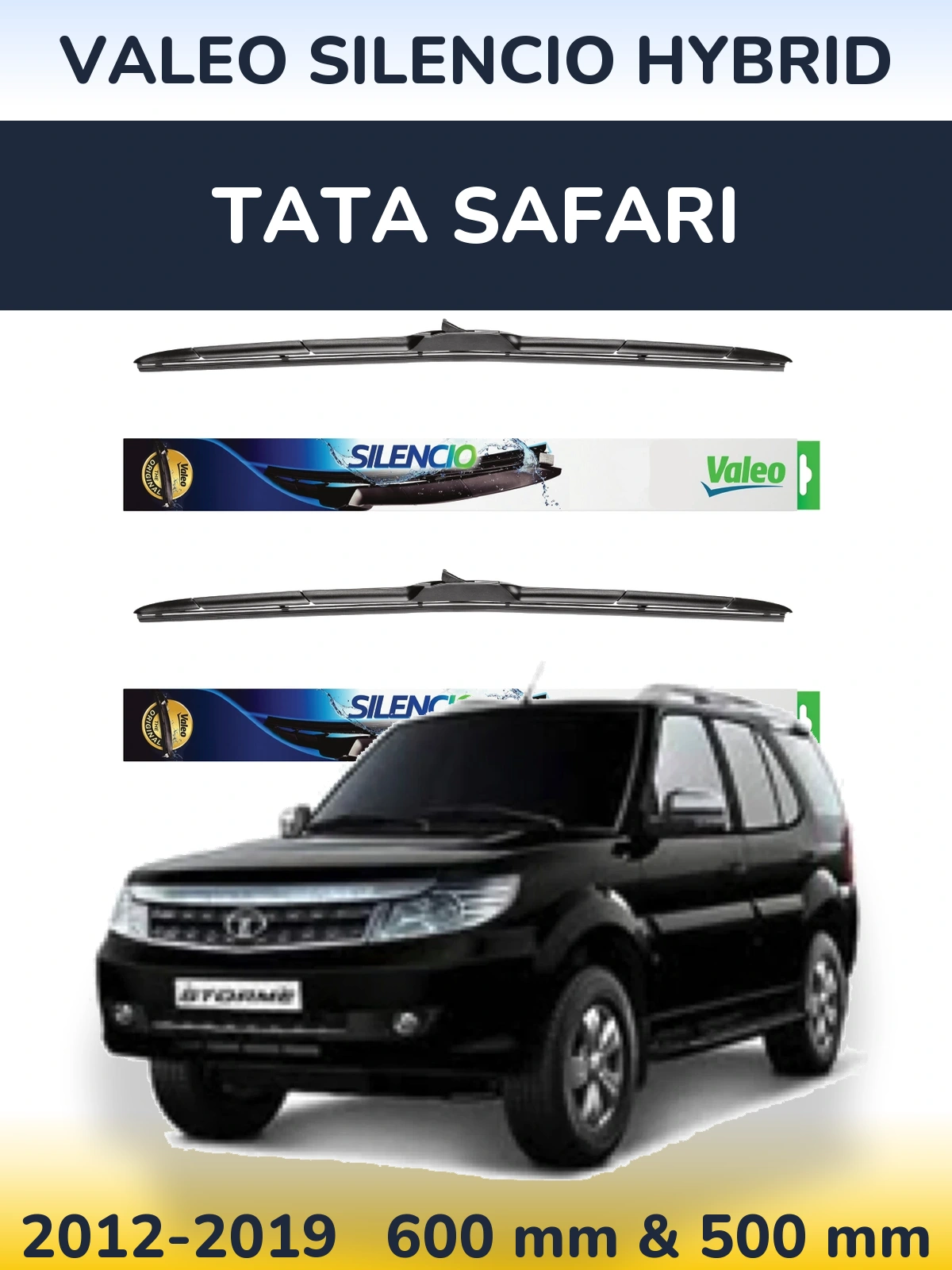 Komplet przednich wycieraczek Valeo Silencio Hybrid 600 & 500 mm do Tata Safari 2012-2019