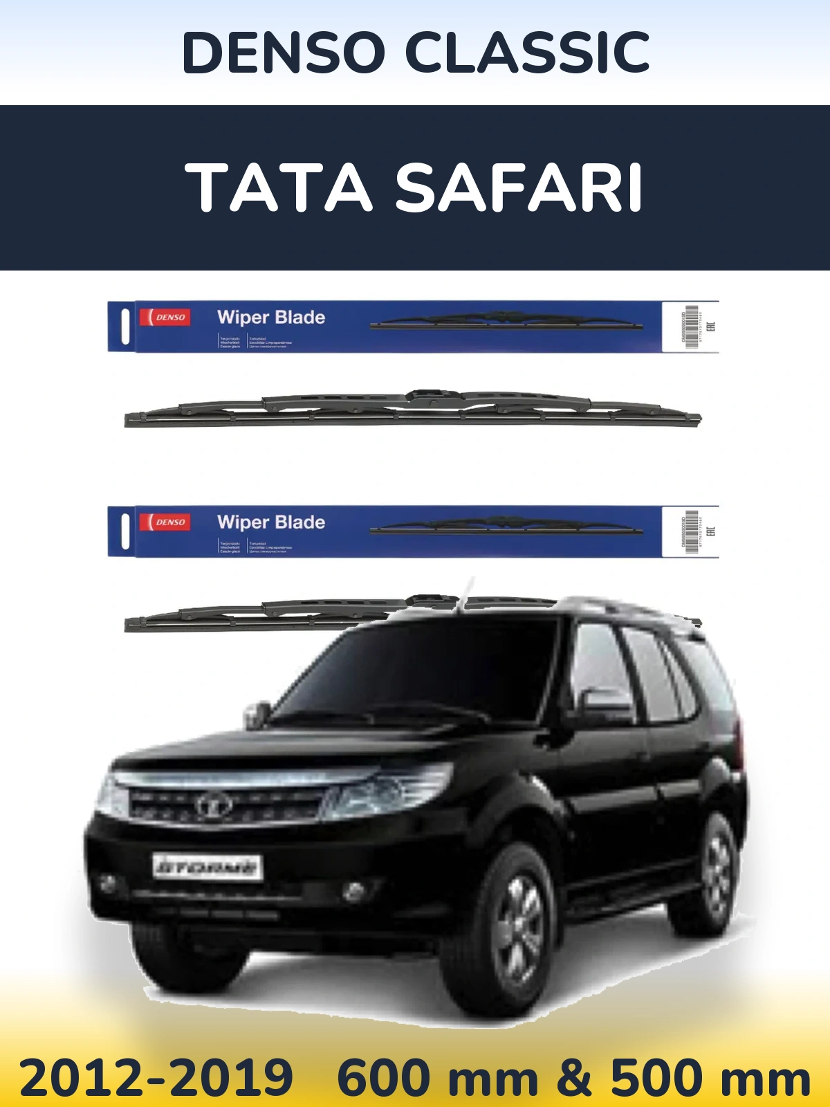 Komplet przednich wycieraczek Denso Classic 600 & 500 mm do Tata Safari 2012-2019