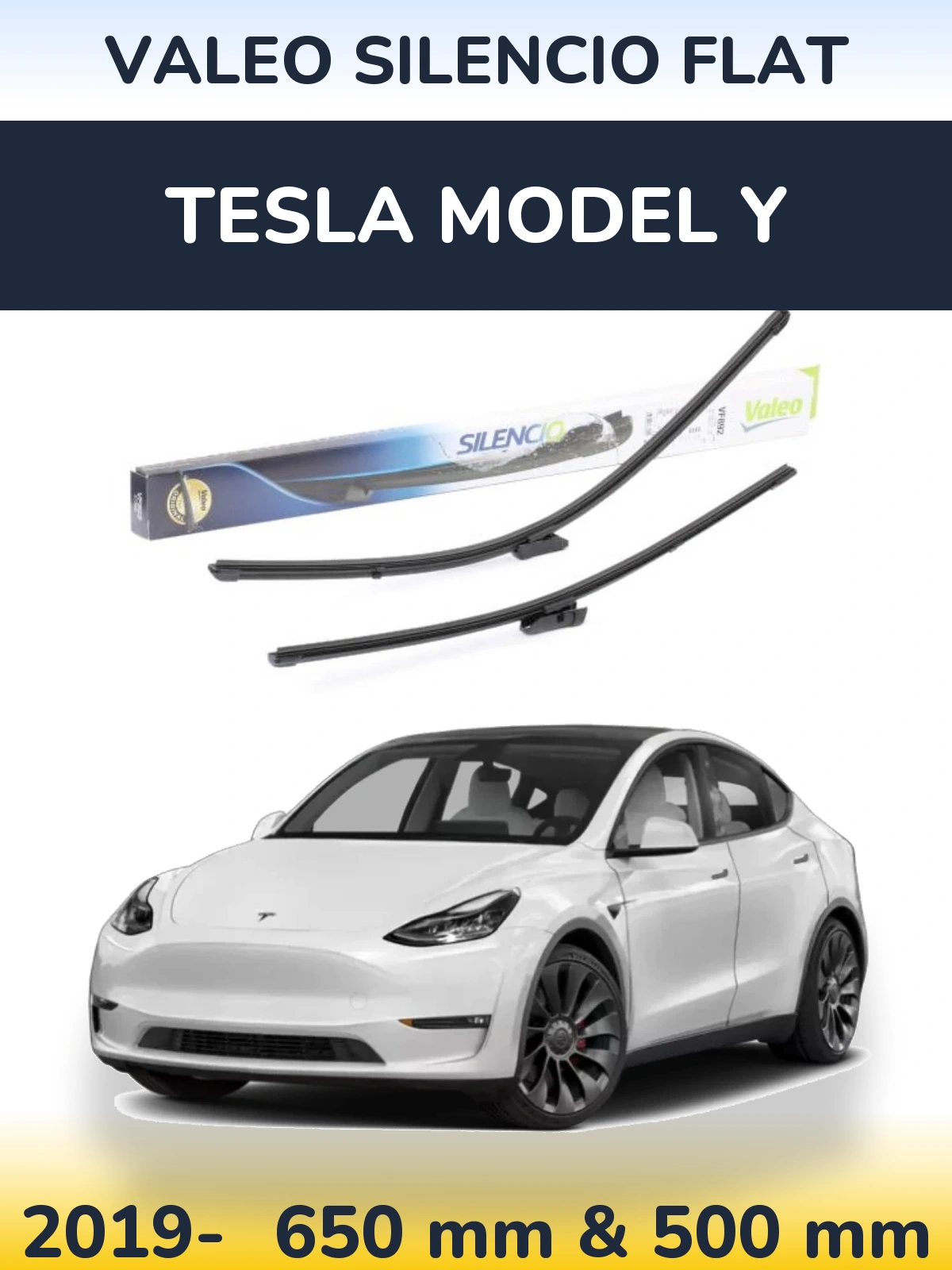 Комплект передних дворников Valeo Silencio Flat 630 & 500 мм для Tesla Модель Y 2019-2026