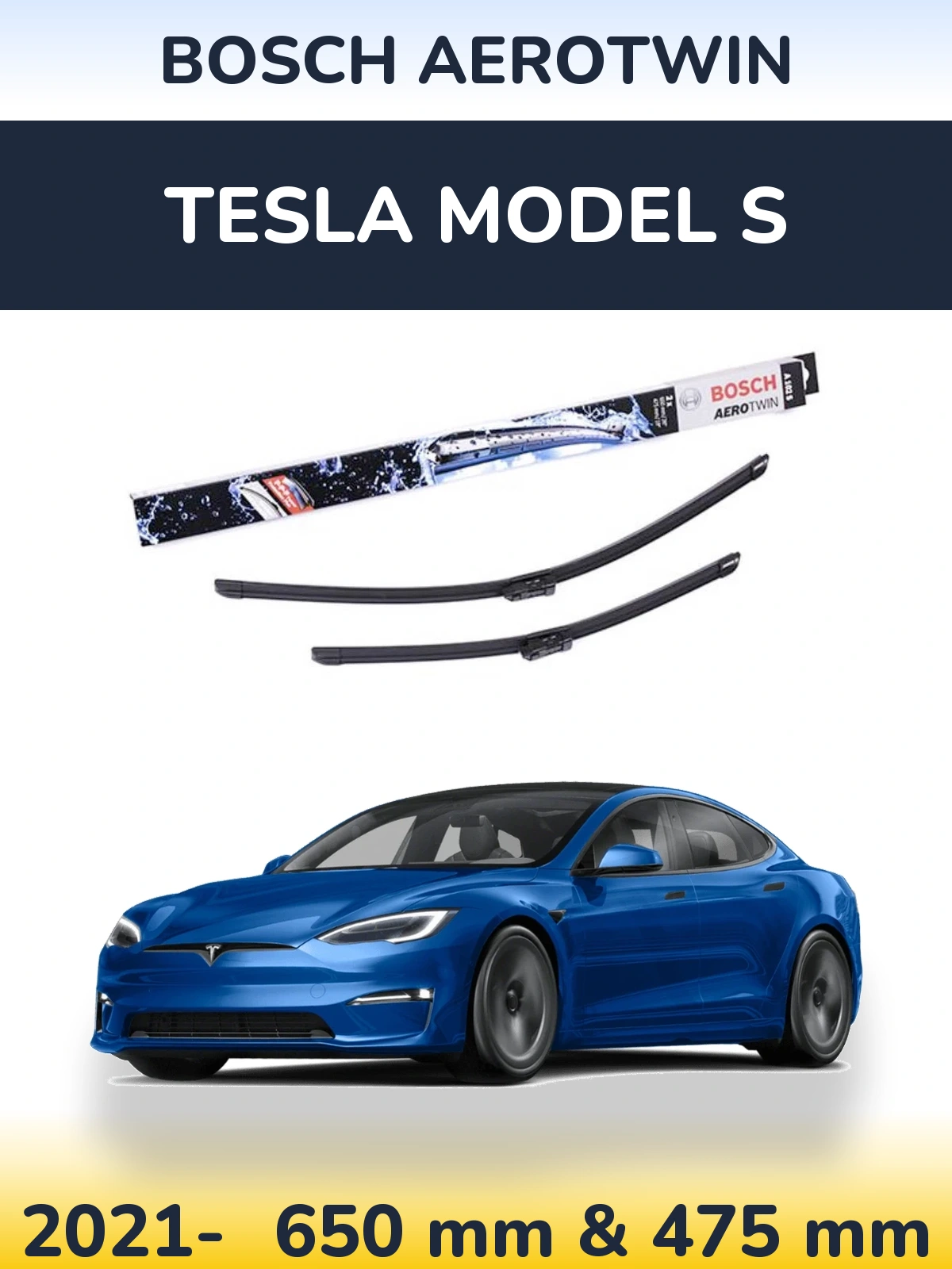 Komplet przednich wycieraczek BOSCH AeroTwin 650 & 475 mm do Tesla Model S 2021-2026