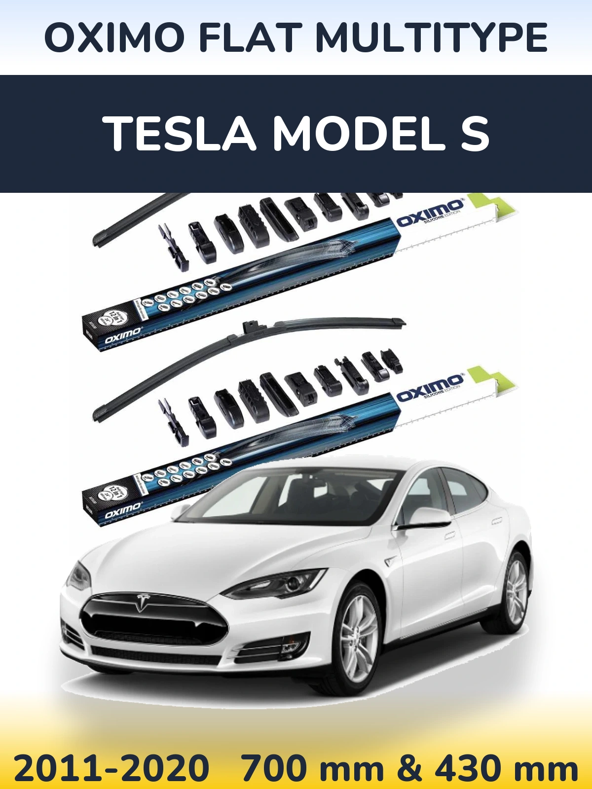 Komplet przednich wycieraczek Oximo Flat MultiType 700 & 430 mm do Tesla Model S 2011-2020