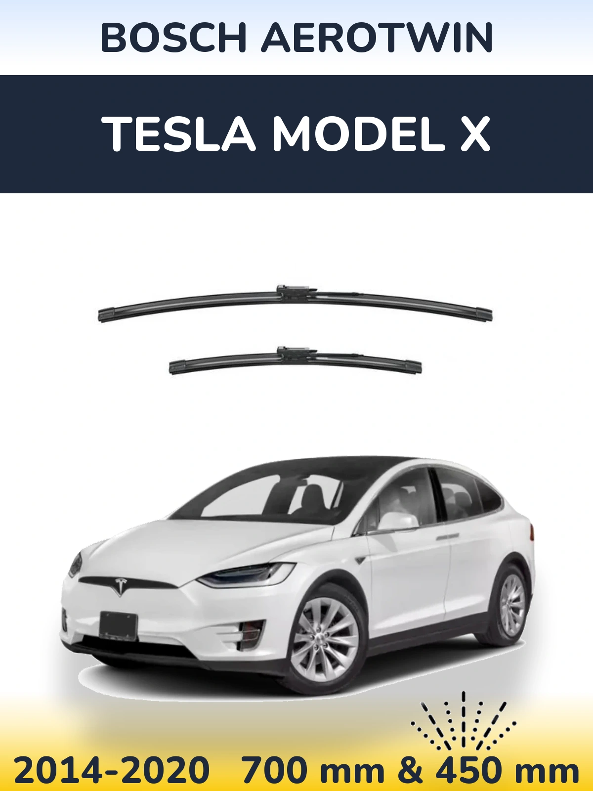 Komplet przednich wycieraczek BOSCH AeroTwin 700 & 450 mm do Tesla Model X 2014-2020