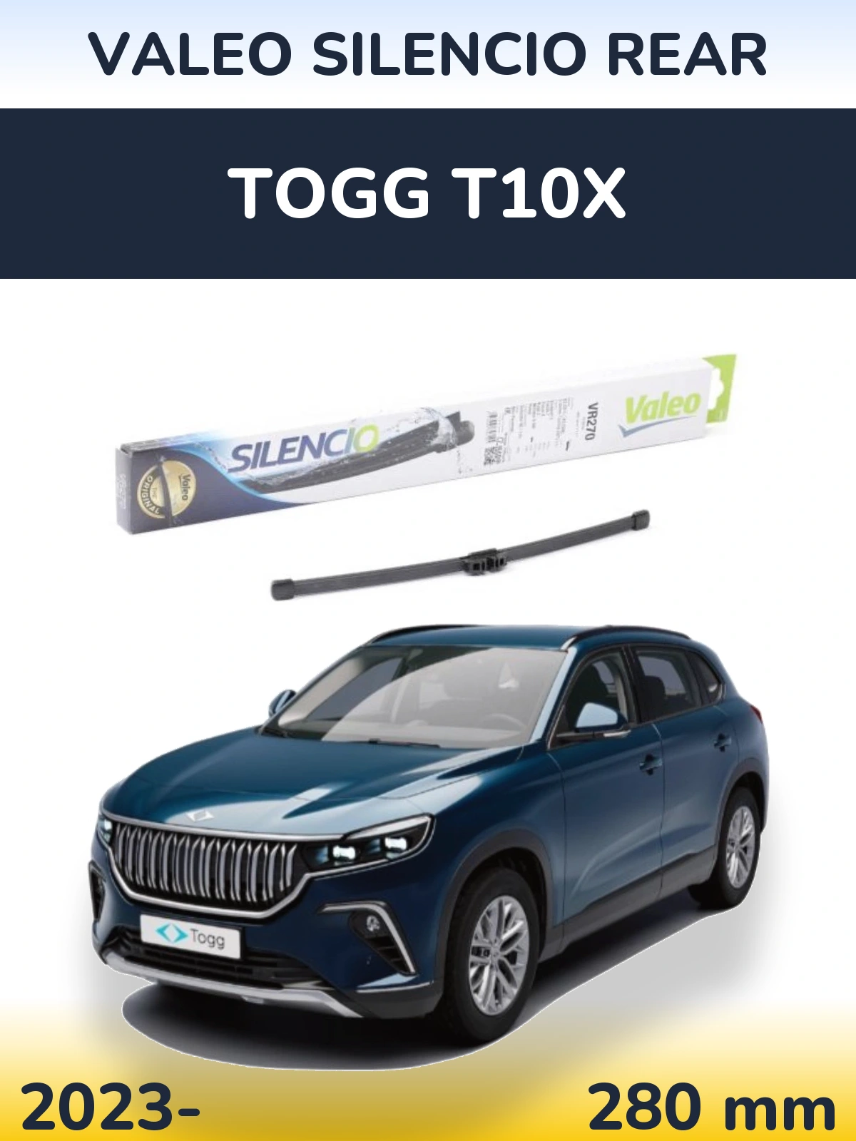 Задний дворник Valeo Silencio Rear 280 мм для TOGG T10X 2023-2026