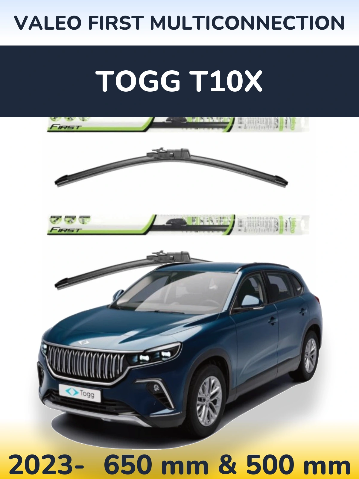 Комплект передних дворников Valeo First MultiConnection 650 & 500 мм для TOGG T10X 2023-2026