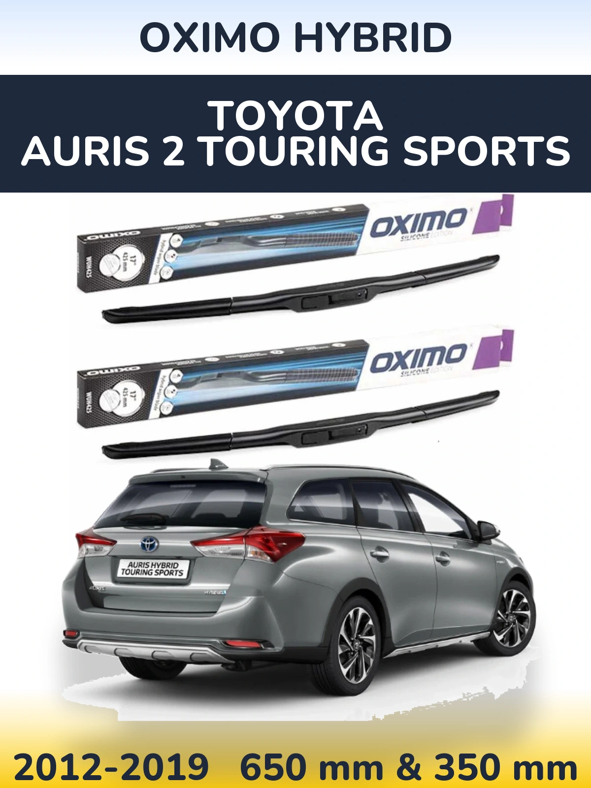 Komplet przednich wycieraczek Oximo Hybrid 650 & 350 mm do Toyota Auris 2 Touring Sports 2012-2019