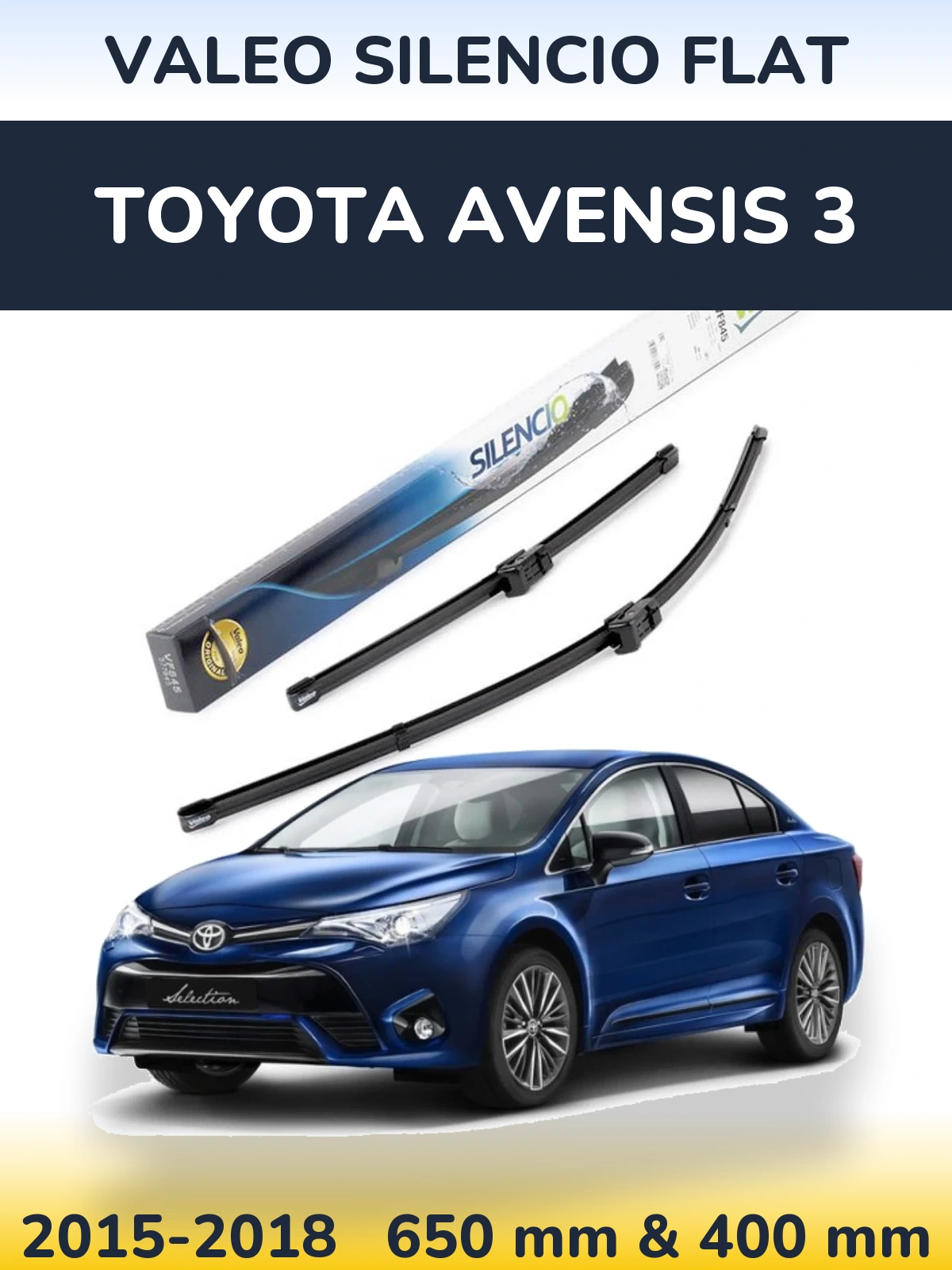 Komplet przednich wycieraczek Valeo Silencio Flat 650 & 400 mm do Toyota Avensis 3 2015-2018