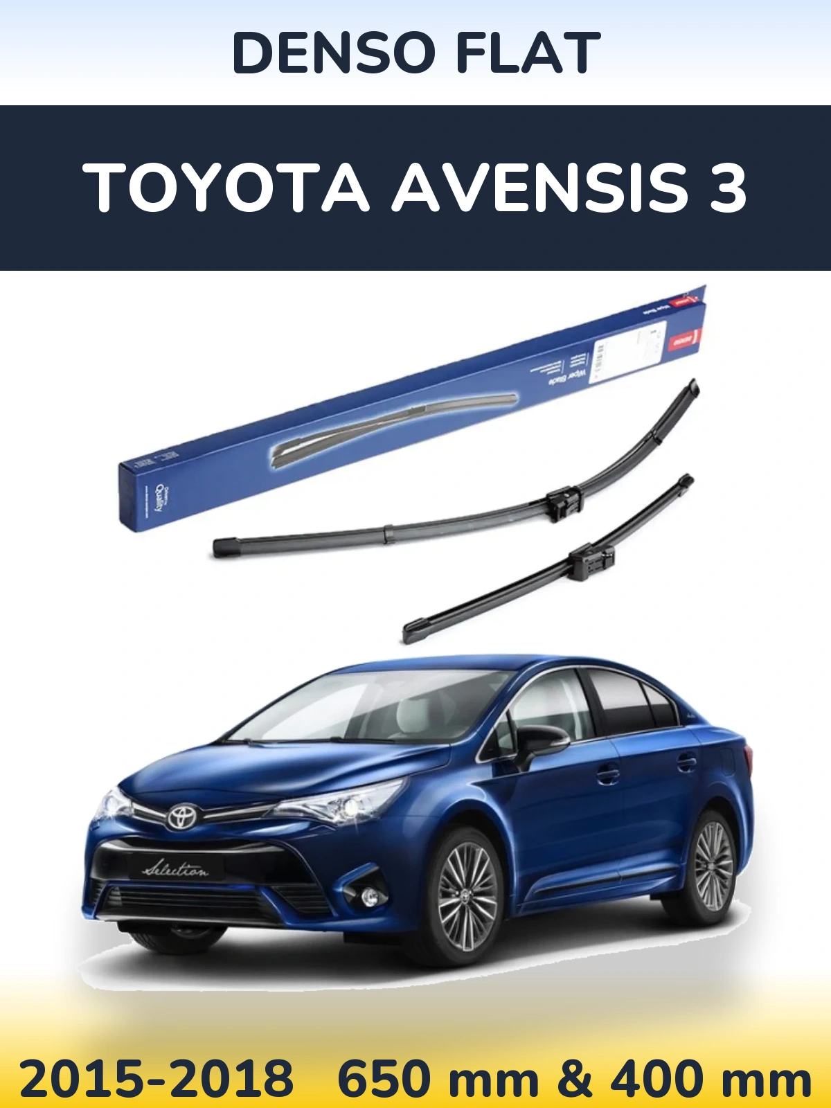 Komplet przednich wycieraczek Denso Flat 650 & 400 mm do Toyota Avensis 3 2015-2018