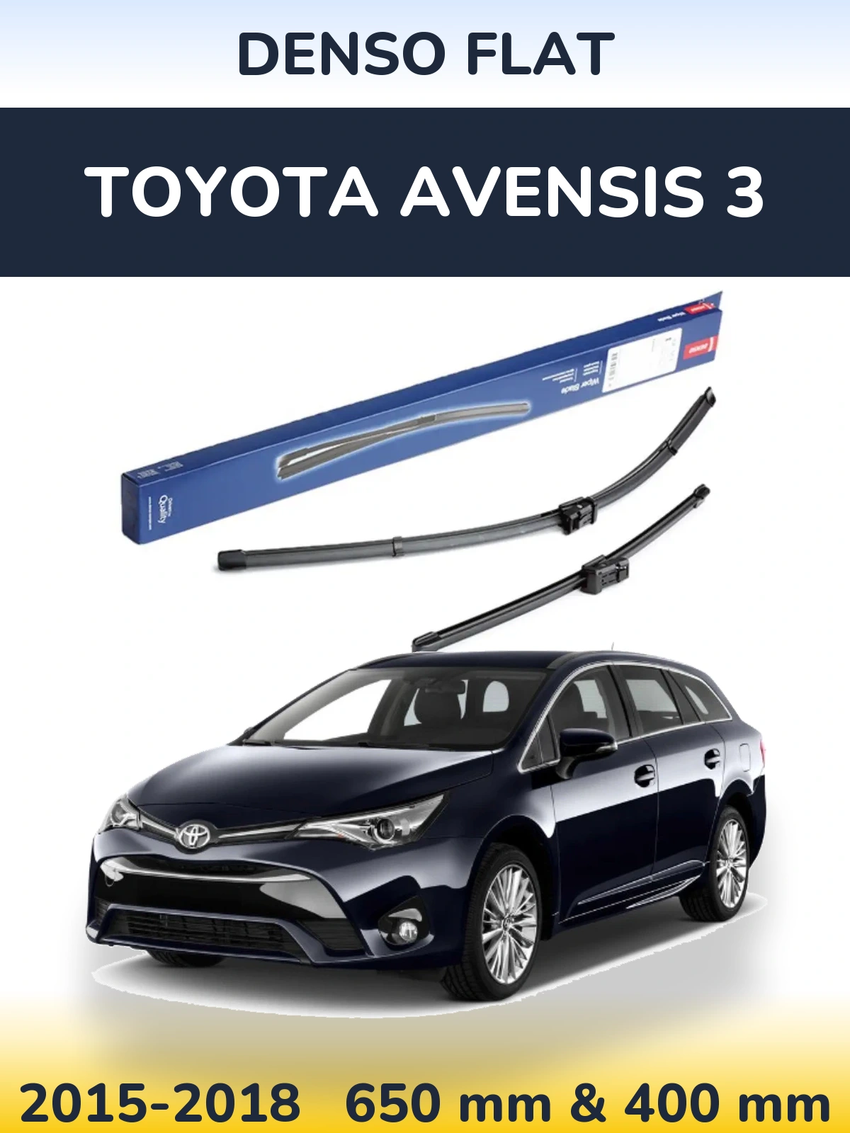 Комплект передних дворников Denso Flat 650 & 400 мм для Toyota Avensis 3 2015-2018