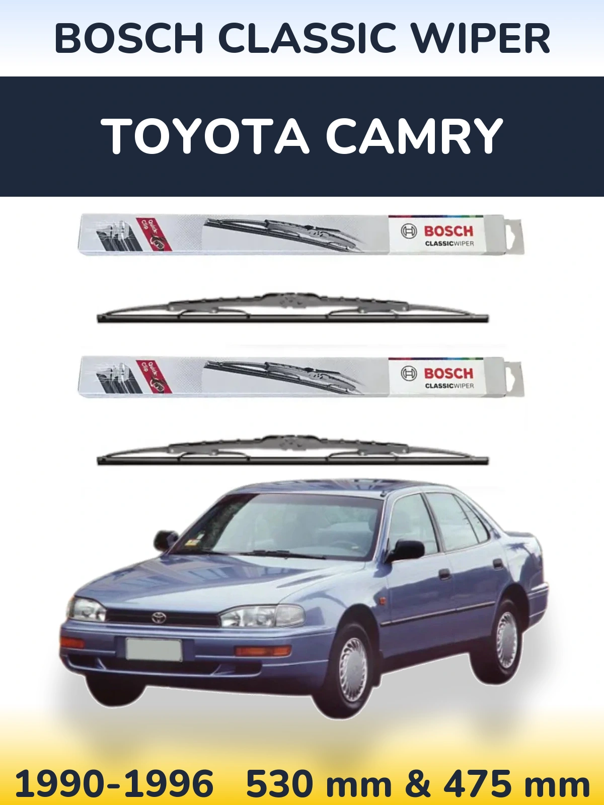 Komplet przednich wycieraczek BOSCH Classic Wiper 530 & 475 mm do Toyota Camry 1990-1996