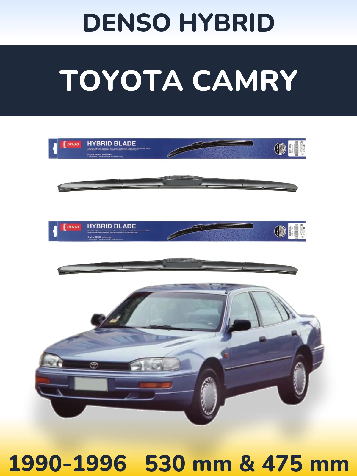 Komplet przednich wycieraczek Denso Hybrid 530 & 475 mm do Toyota Camry 1990-1996