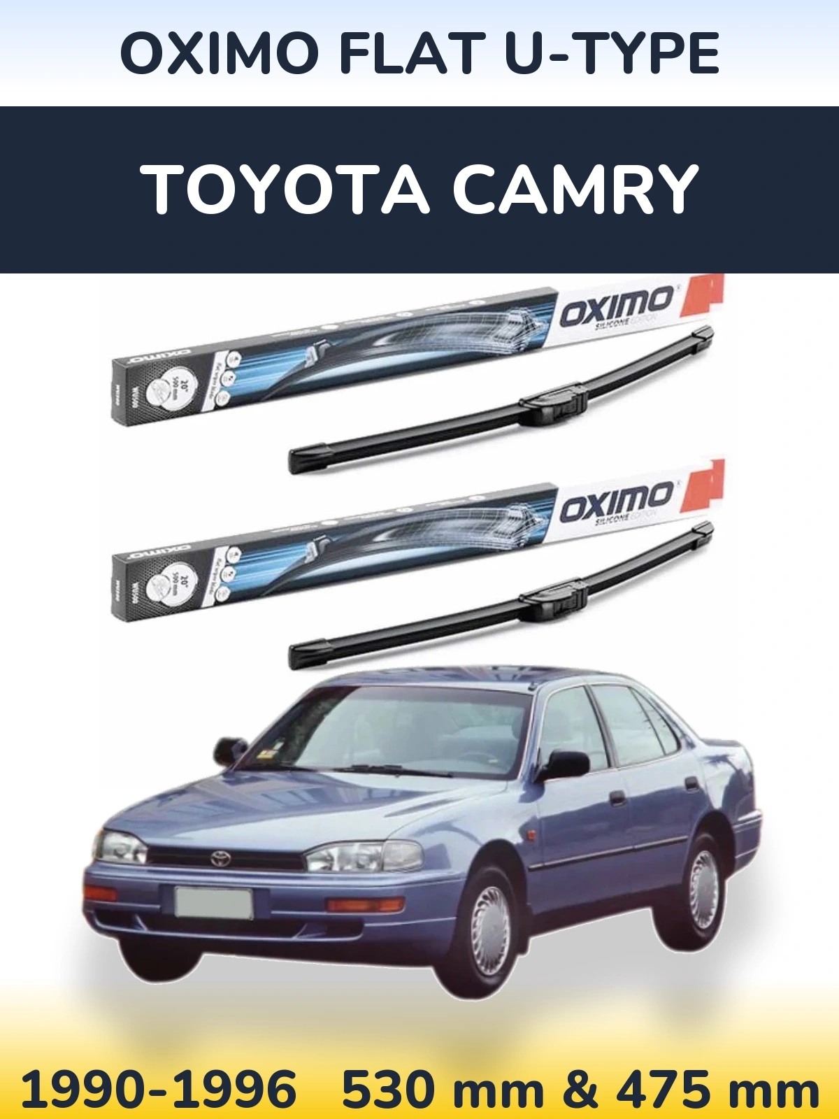 Komplet przednich wycieraczek Oximo Flat U-type 530 & 475 mm do Toyota Camry 1990-1996