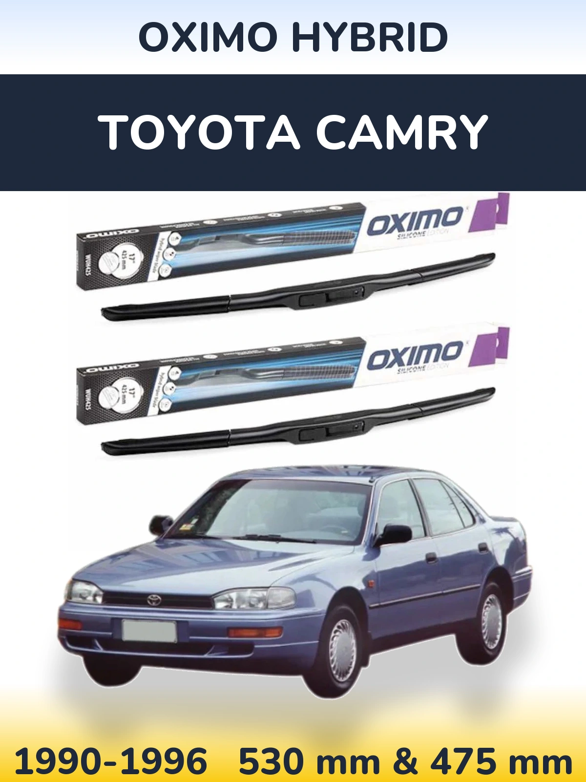 Front wiper blade set Oximo Hybrid 530 & 475 mm for Toyota Camry 1990-1996