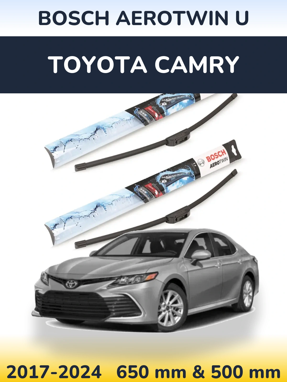 Komplet przednich wycieraczek BOSCH AeroTwin U 650 & 500 mm do Toyota Camry 2017-2024