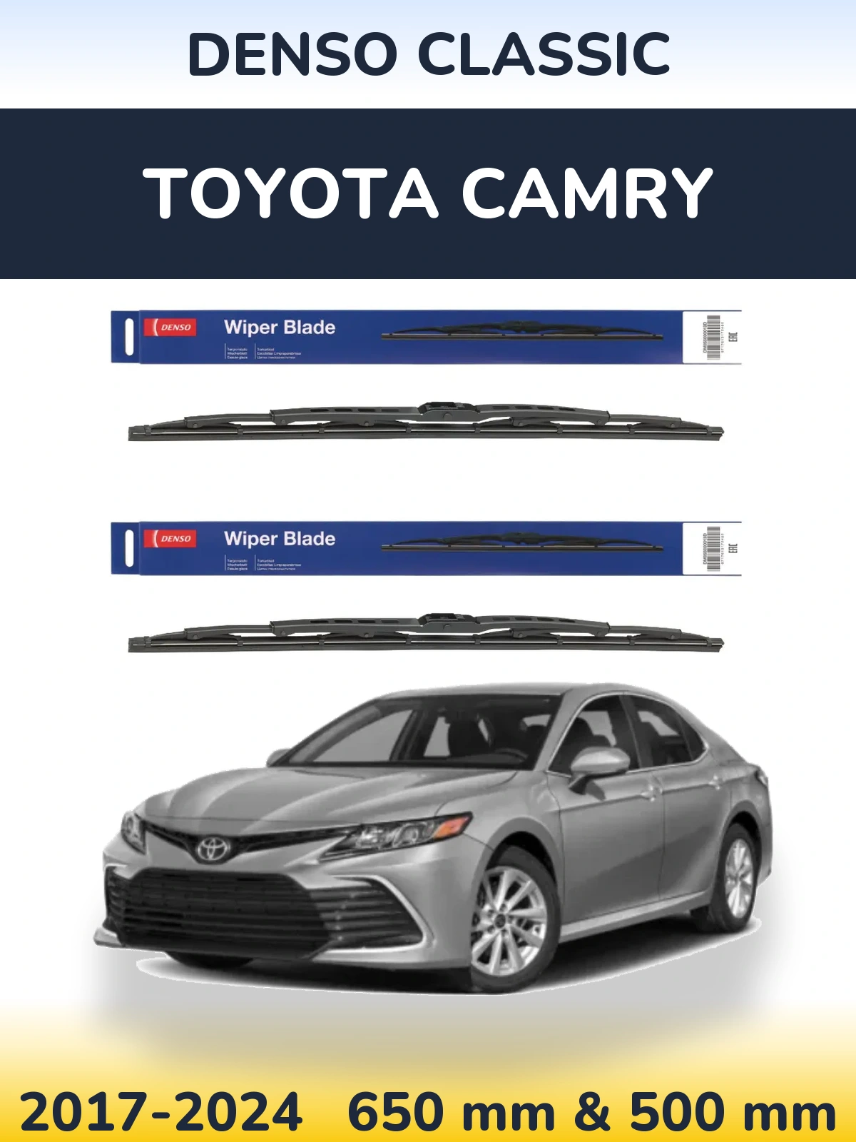 Front wiper blade set Denso Classic 650 & 500 mm for Toyota Camry 2017-2024