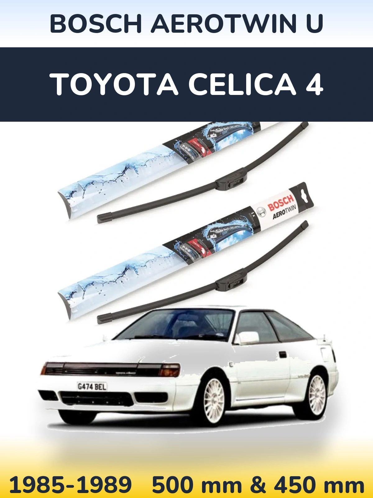Komplet przednich wycieraczek BOSCH AeroTwin U 500 & 450 mm do Toyota Celica 4 1985-1989
