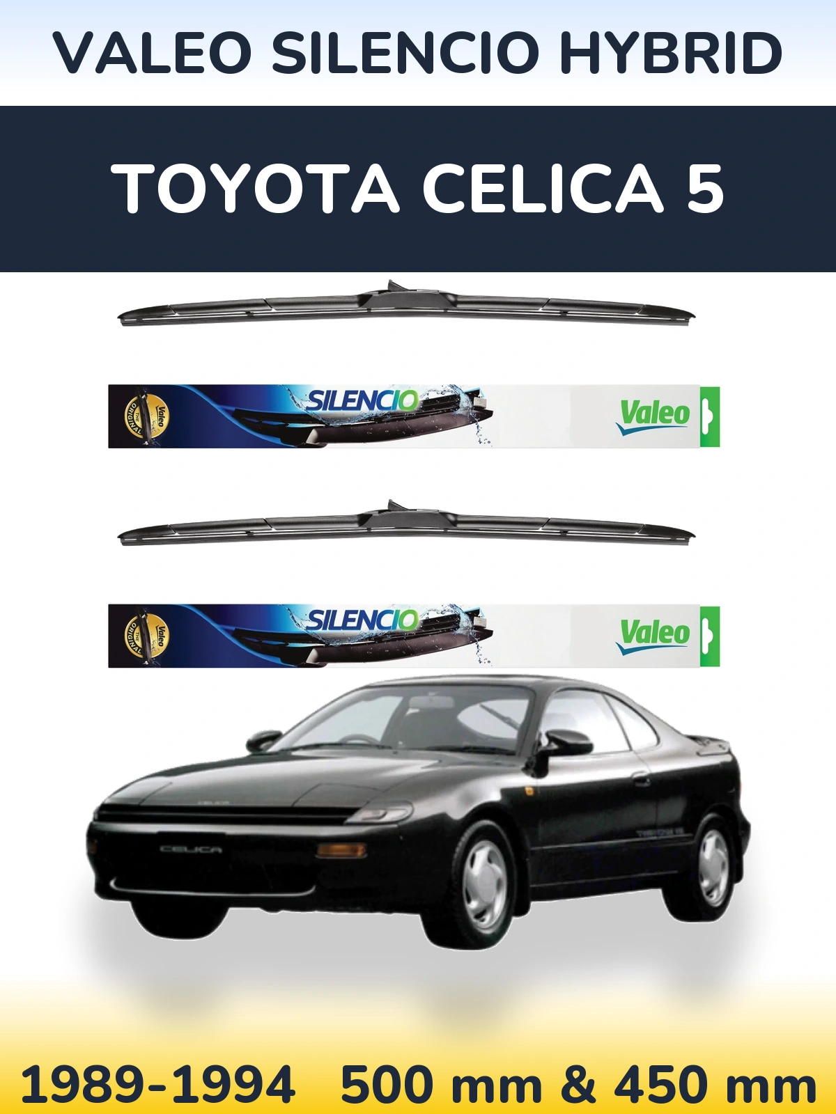 Комплект передних дворников Valeo Silencio Hybrid 500 & 450 мм для Toyota Celica 5 1989-1994
