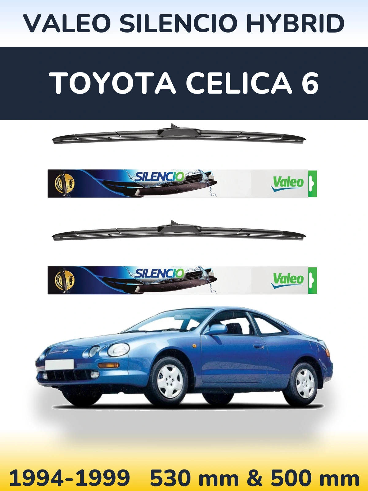 Комплект передних дворников Valeo Silencio Hybrid 530 & 500 мм для Toyota Celica 6 1994-1999