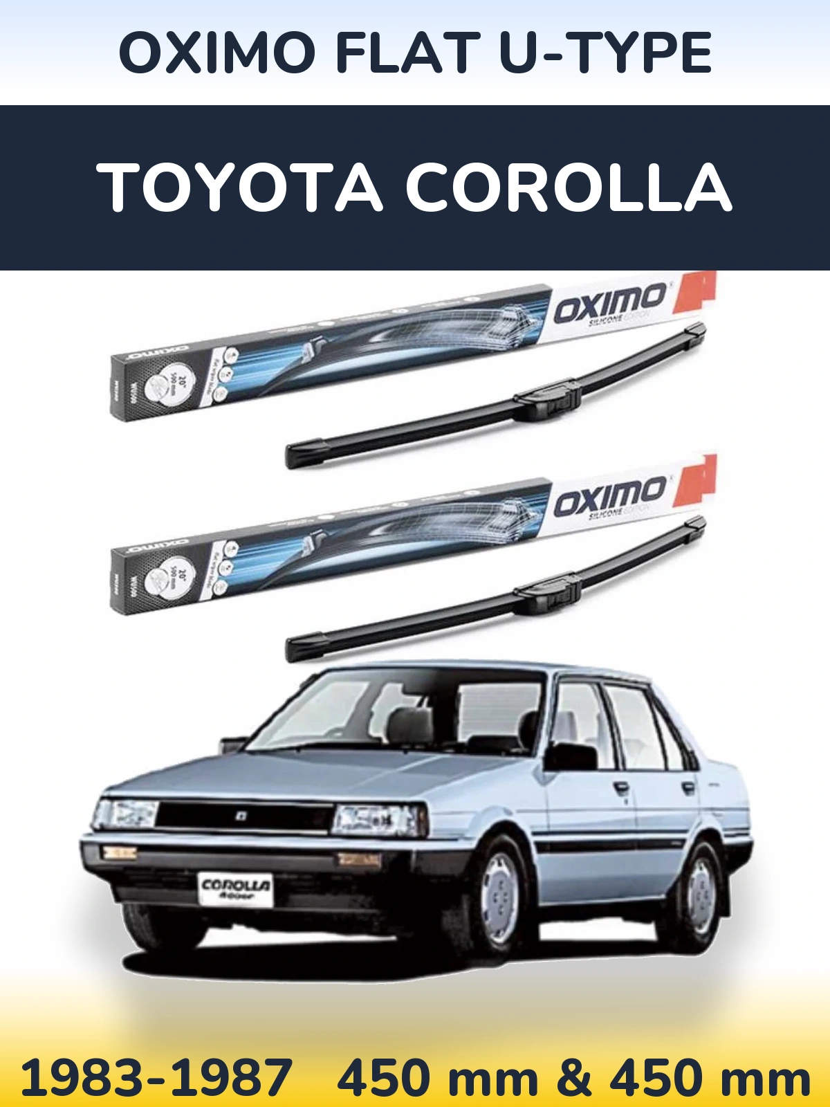 Komplet przednich wycieraczek Oximo Flat U-type 450 & 450 mm do Toyota Corolla 1983-1987