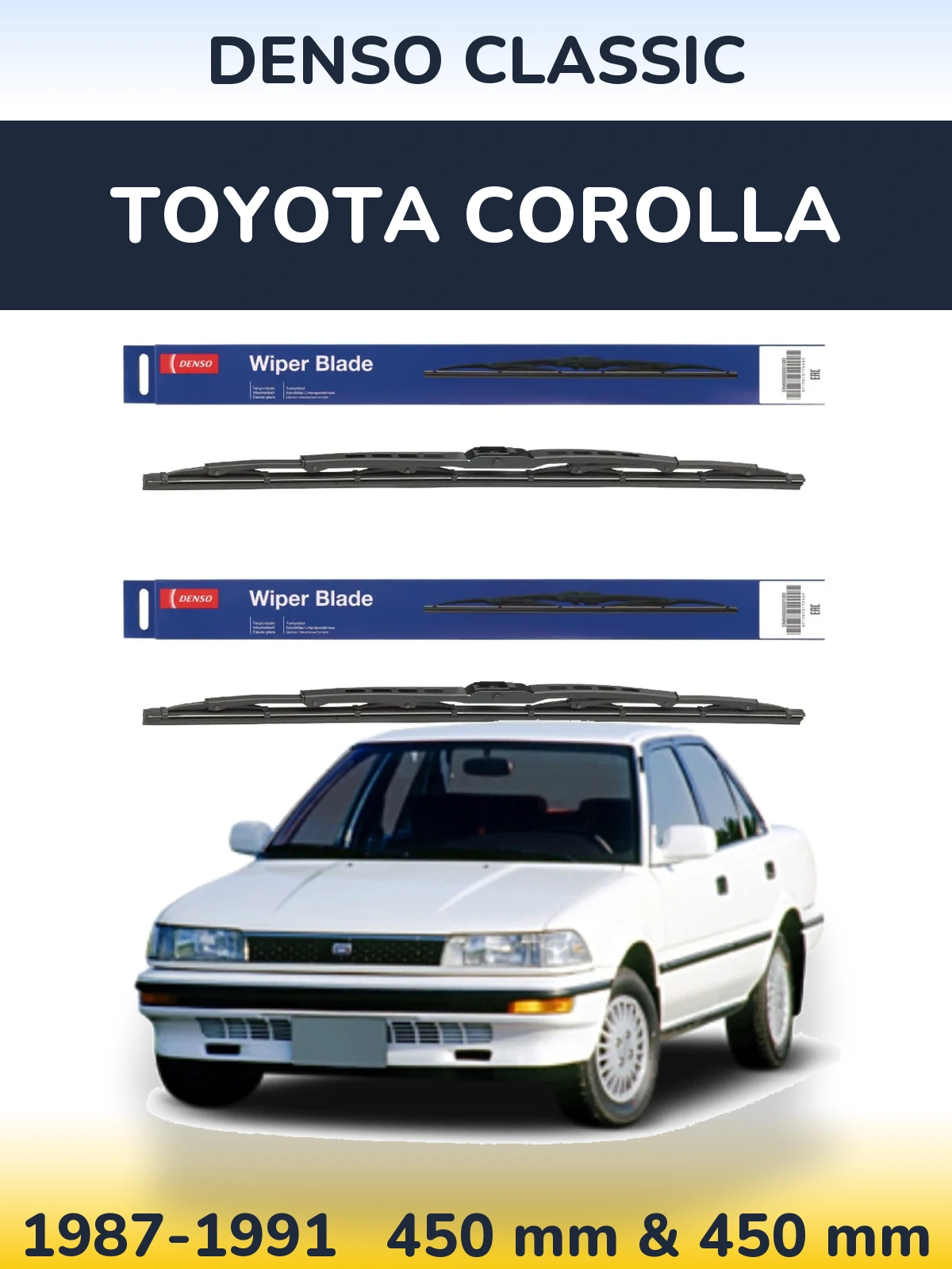 Komplet przednich wycieraczek Denso Classic 450 & 450 mm do Toyota Corolla 1987-1991