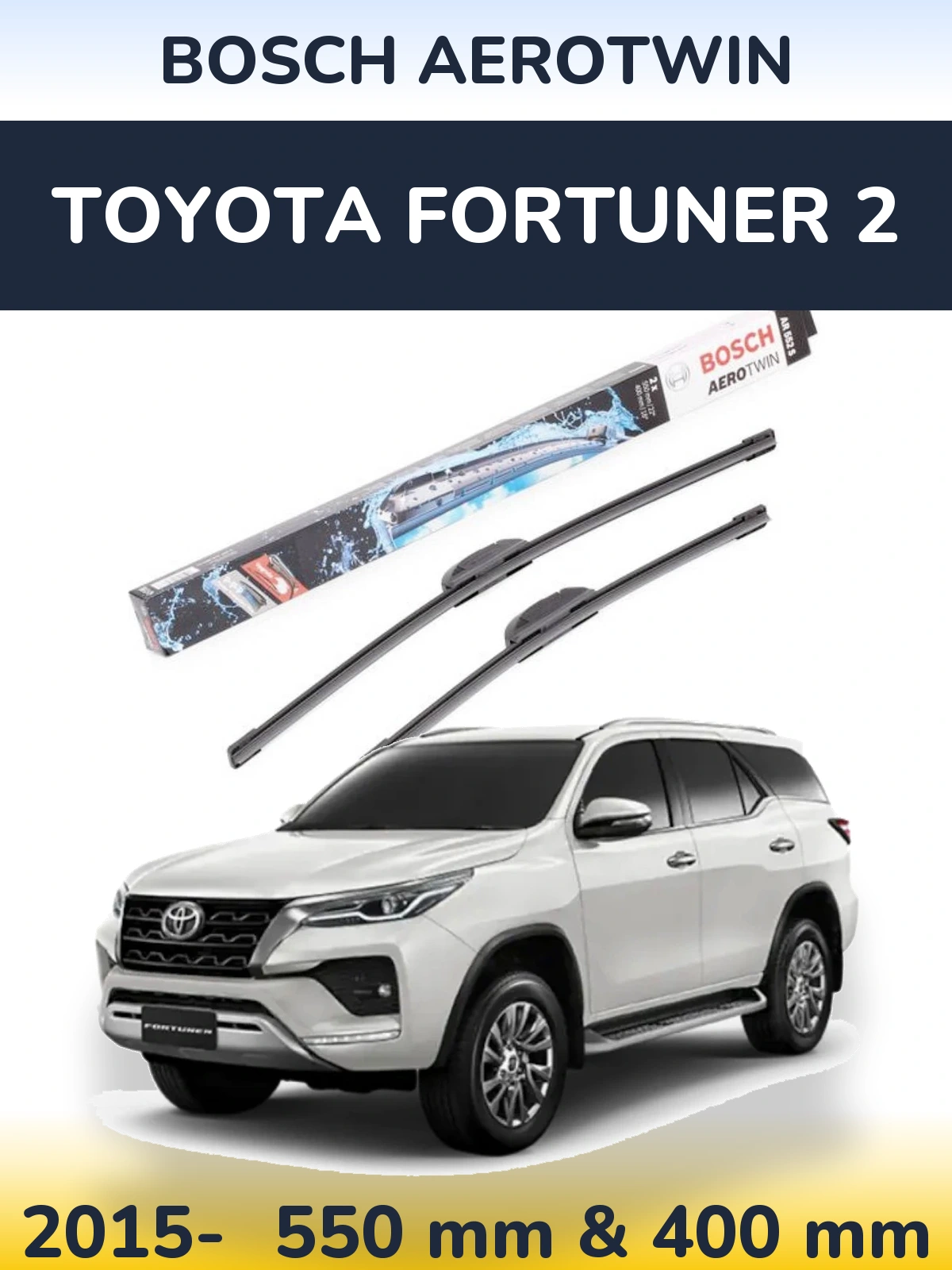 Komplet przednich wycieraczek BOSCH AeroTwin 550 & 400 mm do Toyota Fortuner 2 2015-2026