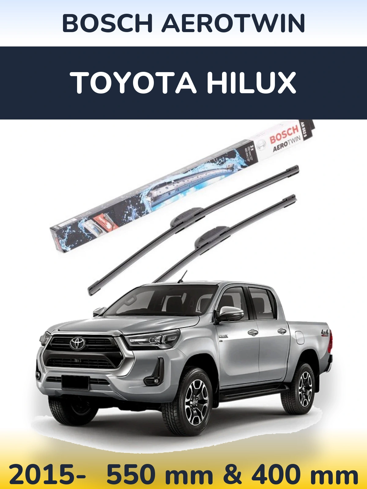 Komplet przednich wycieraczek BOSCH AeroTwin 550 & 400 mm do Toyota Hilux 2015-2026