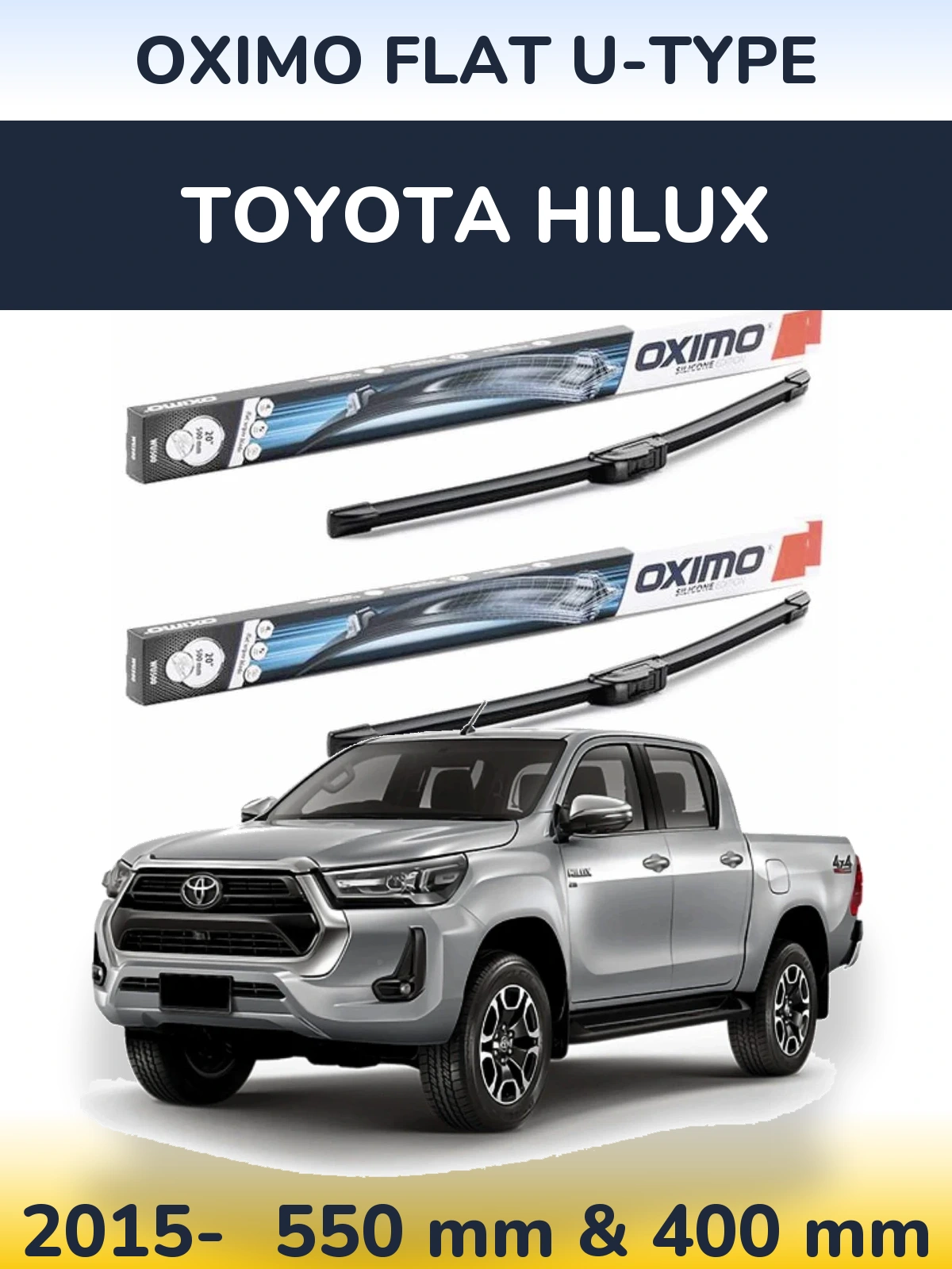 Komplet przednich wycieraczek Oximo Flat U-type 550 & 400 mm do Toyota Hilux 2015-2026