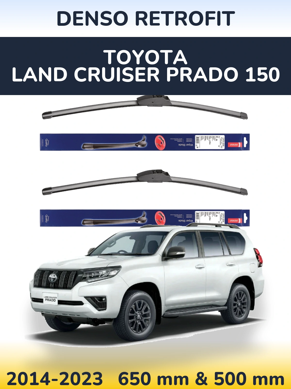 Komplet przednich wycieraczek Denso Retrofit 650 & 500 mm do Toyota Land Cruiser Prado 150 2014-2023