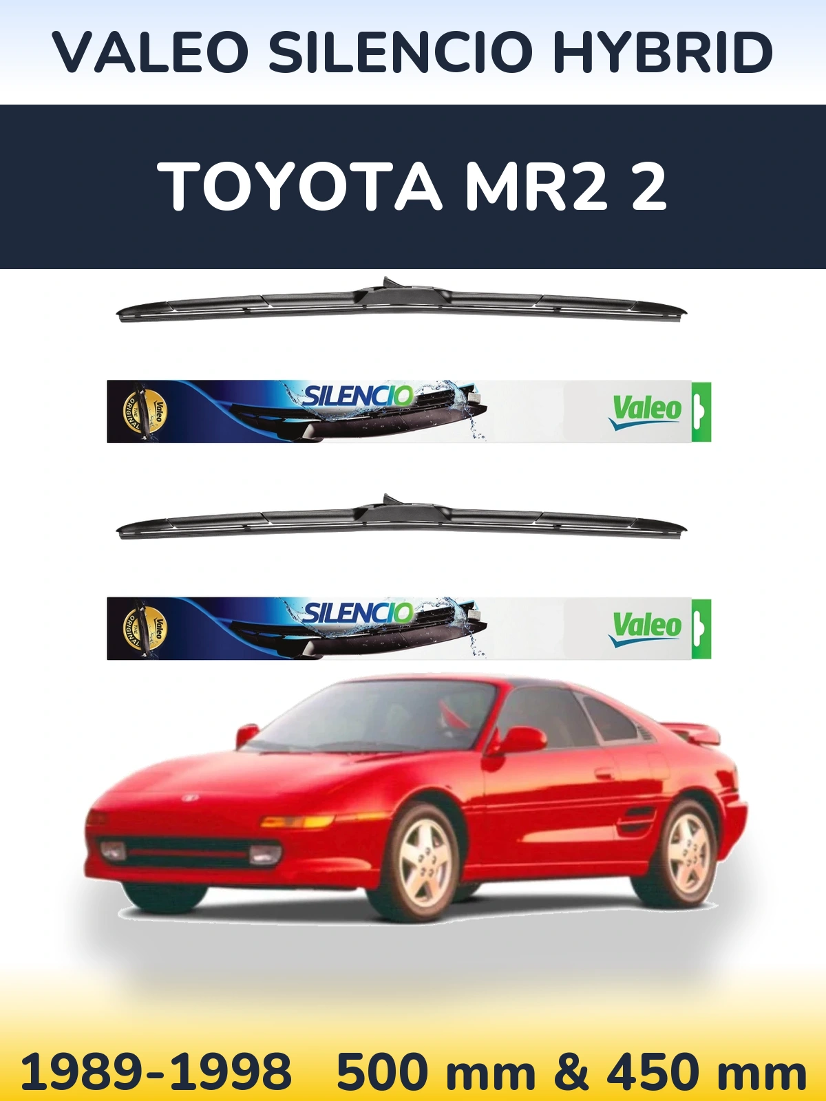Комплект передних дворников Valeo Silencio Hybrid 500 & 450 мм для Toyota MR2 2 1989-1998