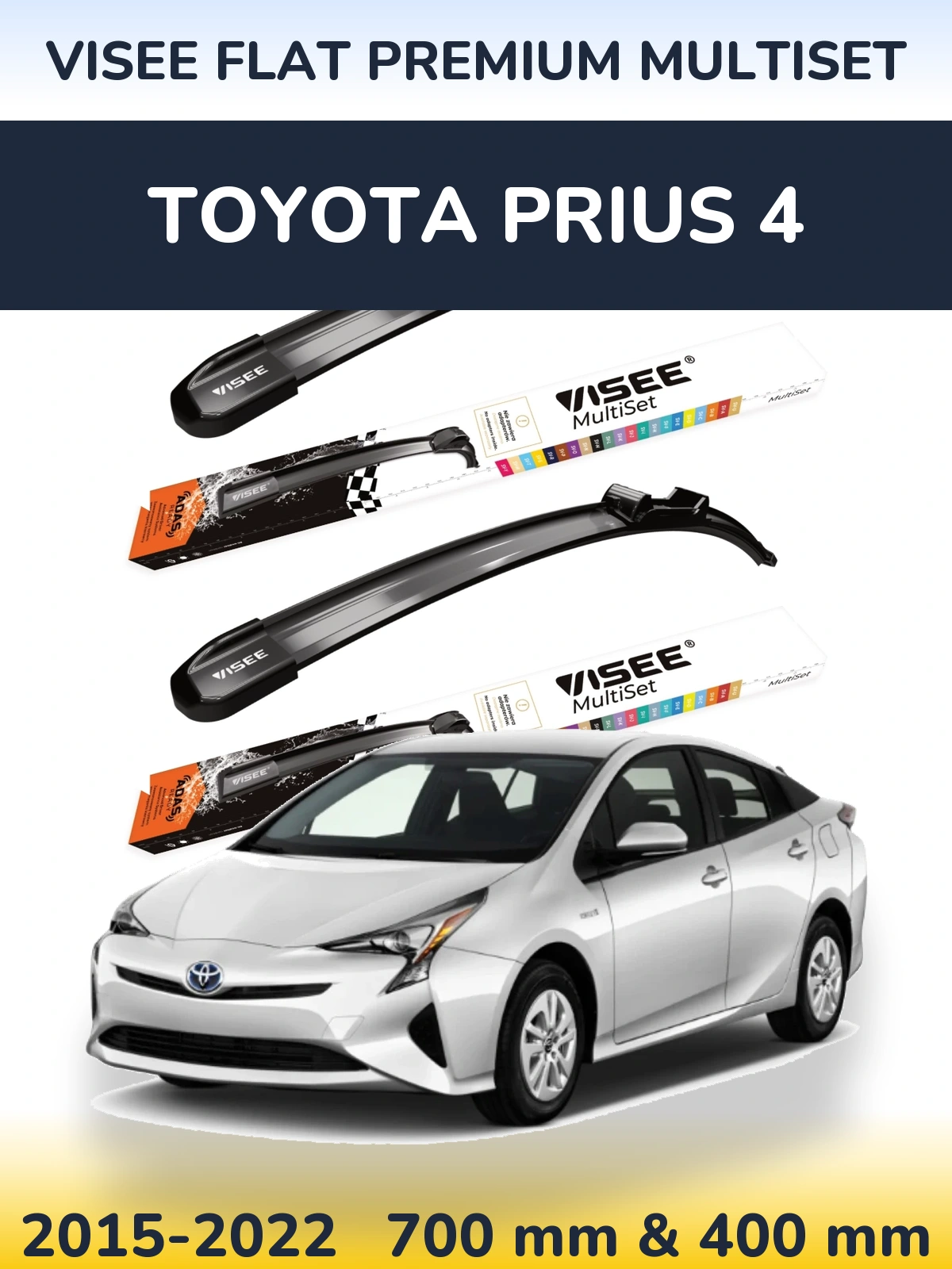 Front wiper blade set VISEE FLAT PREMIUM MultiSet 700 & 400 mm for Toyota Prius 4 2015-2022