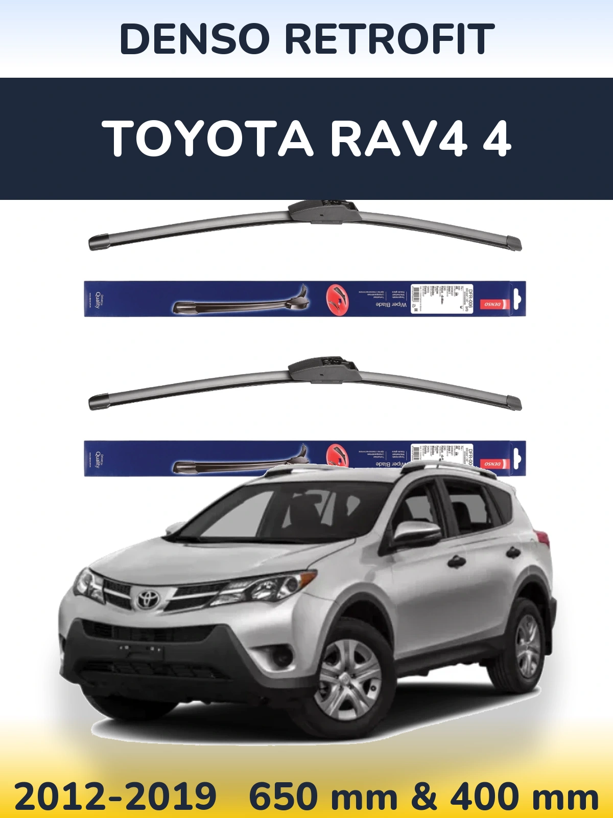 Front wiper blade set Denso Retrofit 650 & 400 mm for Toyota RAV4 4 2012-2019