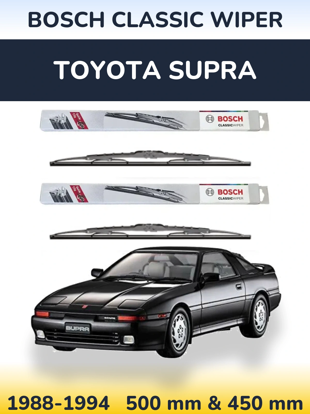 Komplet przednich wycieraczek BOSCH Classic Wiper 500 & 450 mm do Toyota Supra 1988-1994