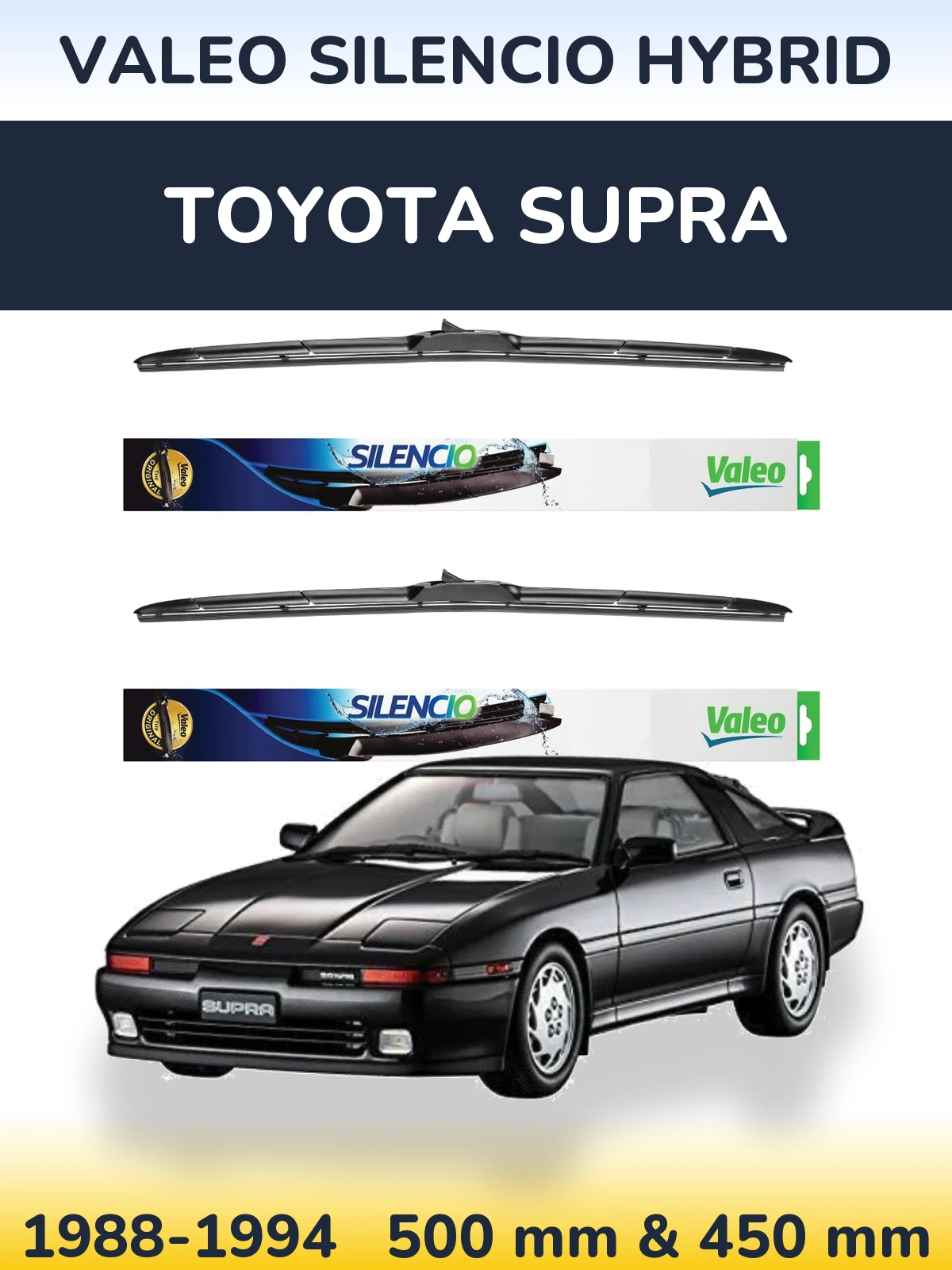 Комплект передних дворников Valeo Silencio Hybrid 500 & 450 мм для Toyota Supra 1988-1994