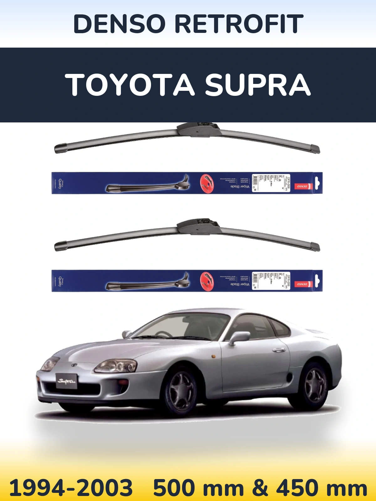 Komplet przednich wycieraczek Denso Retrofit 500 & 450 mm do Toyota Supra 1994-2003