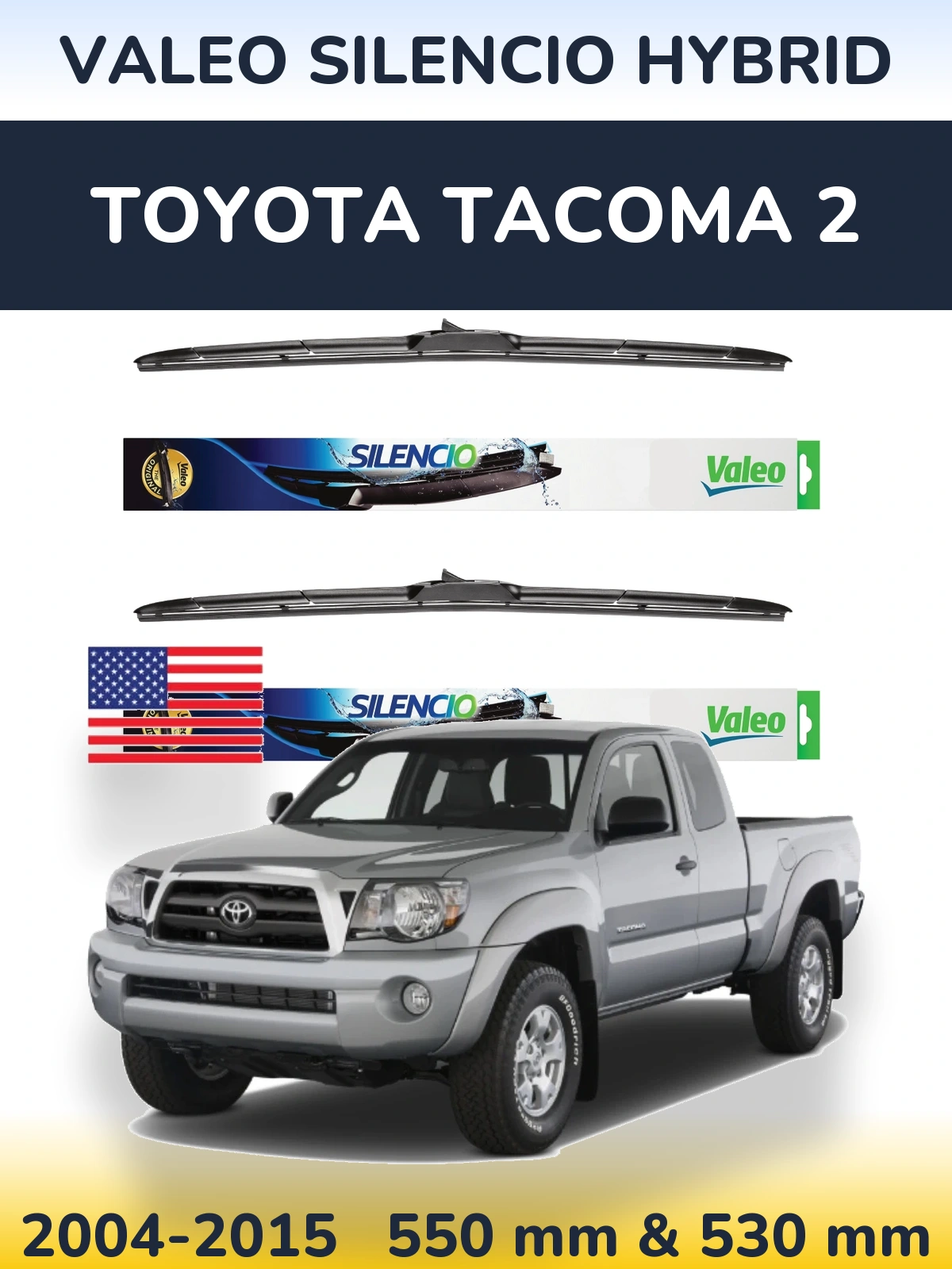 Komplet przednich wycieraczek Valeo Silencio Hybrid 550 & 530 mm do Toyota Tacoma 2 2004-2015