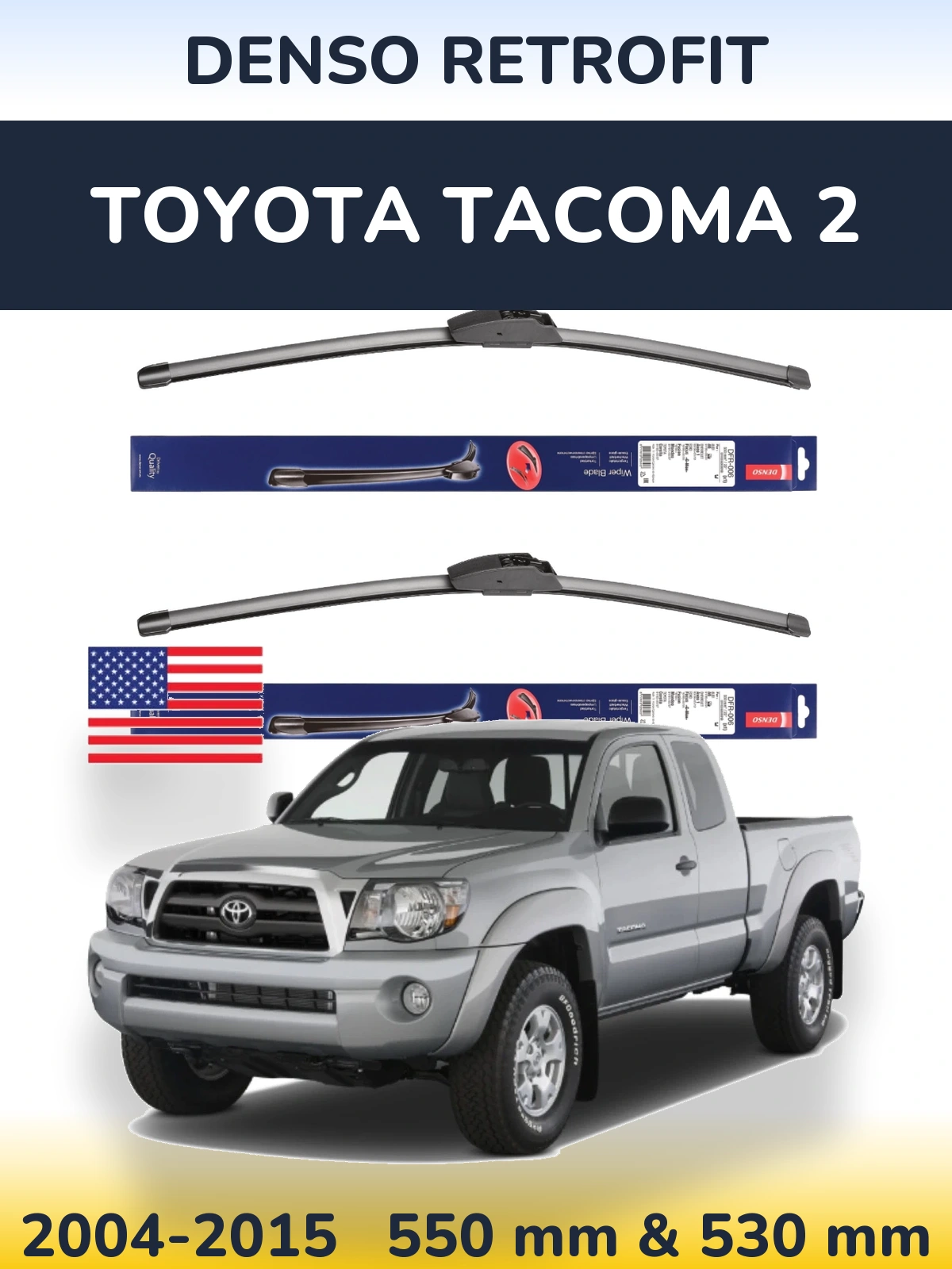 Комплект передних дворников Denso Retrofit 550 & 530 мм для Toyota Tacoma 2 2004-2015