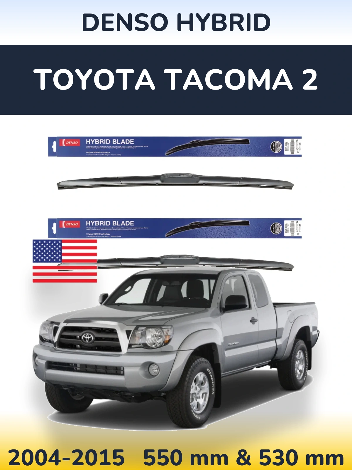 Комплект передних дворников Denso Hybrid 550 & 530 мм для Toyota Tacoma 2 2004-2015