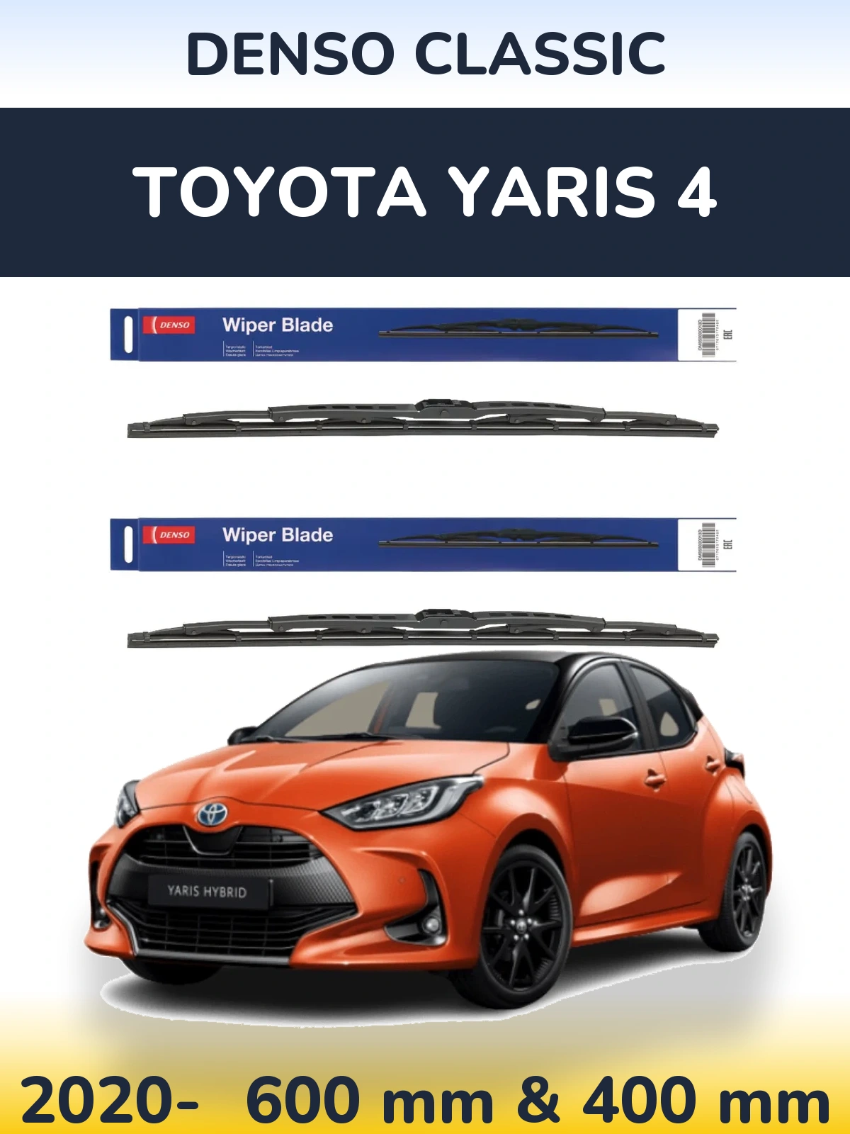 Komplet przednich wycieraczek Denso Classic 600 & 400 mm do Toyota Yaris 4 2020-2026