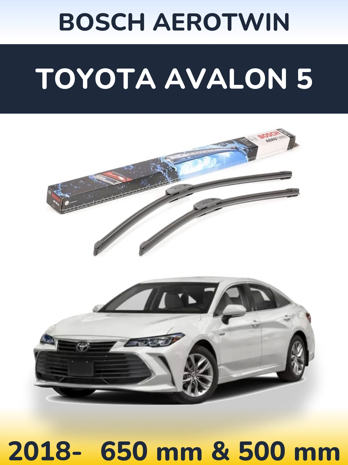 Комплект передних дворников BOSCH AeroTwin 650 & 500 мм для Toyota Avalon 5 2018-2026