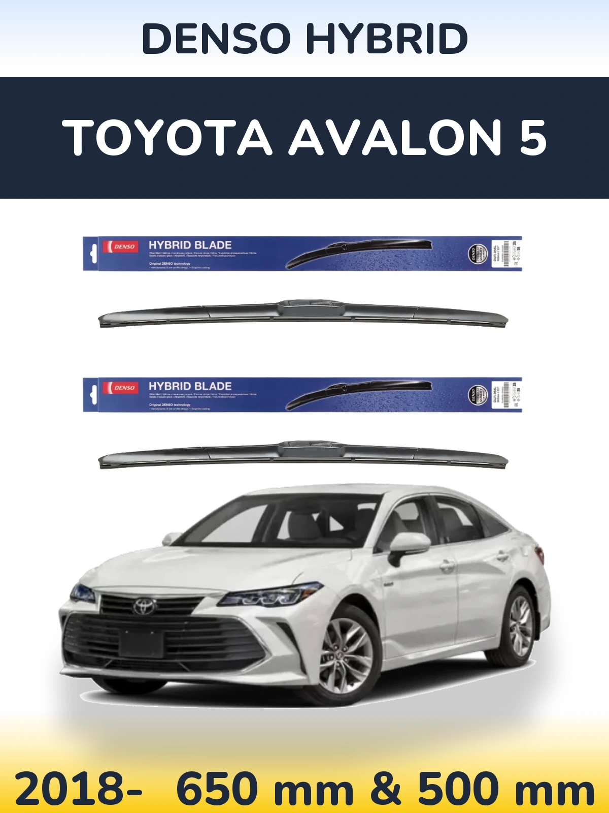 Komplet przednich wycieraczek Denso Hybrid 650 & 500 mm do Toyota Avalon 5 2018-2026
