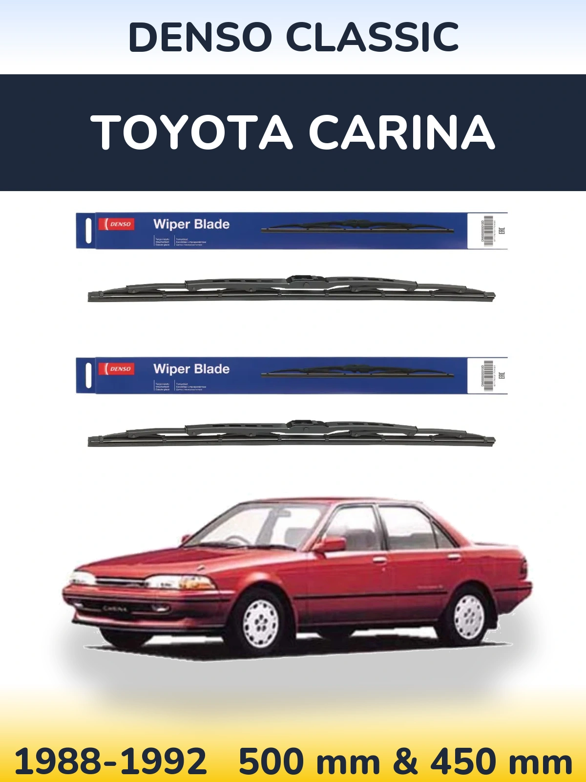 Komplet przednich wycieraczek Denso Classic 500 & 450 mm do Toyota Carina 1988-1992